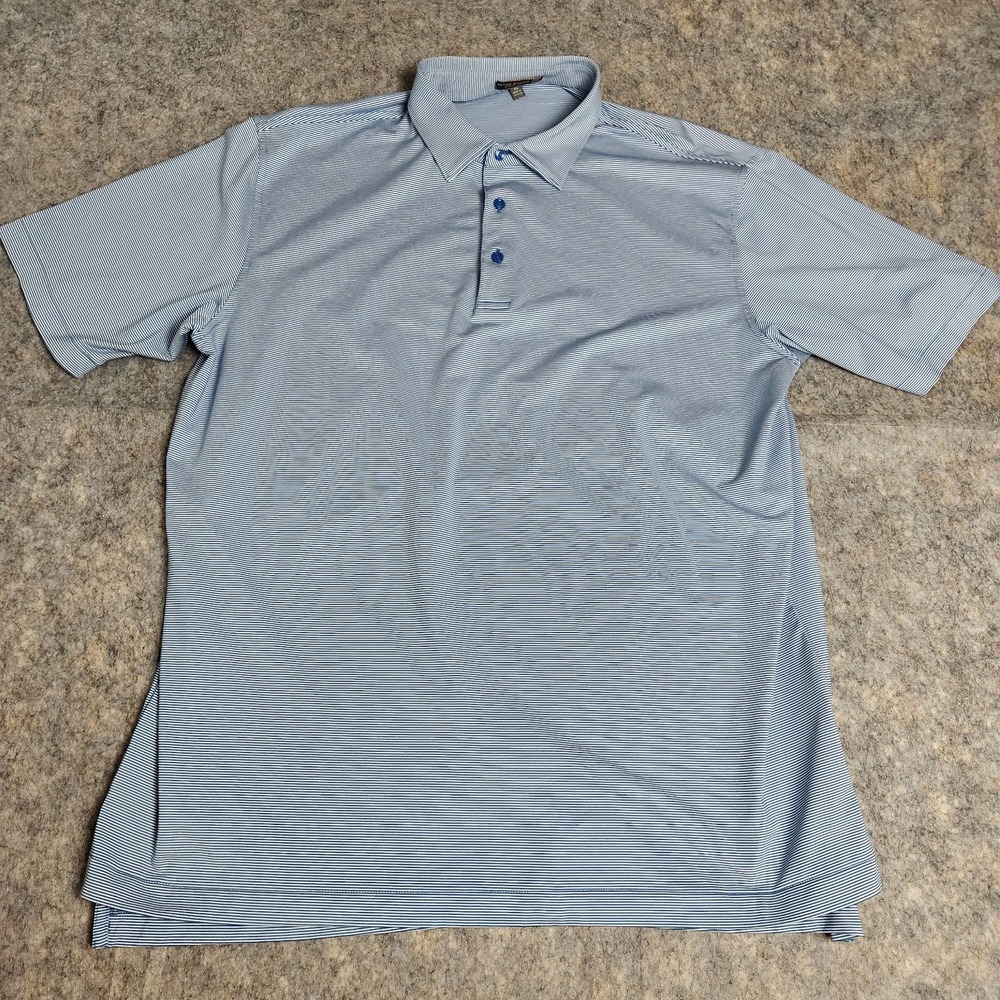 Peter Millar Summer Comfort Polo Shirt Men XL Blue Stripe Golf Performance Crown